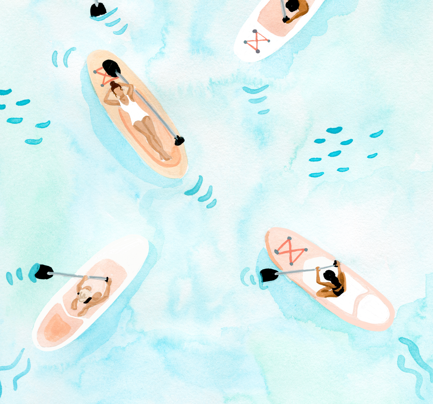 Paddle Boarding Art Print: 8x10”