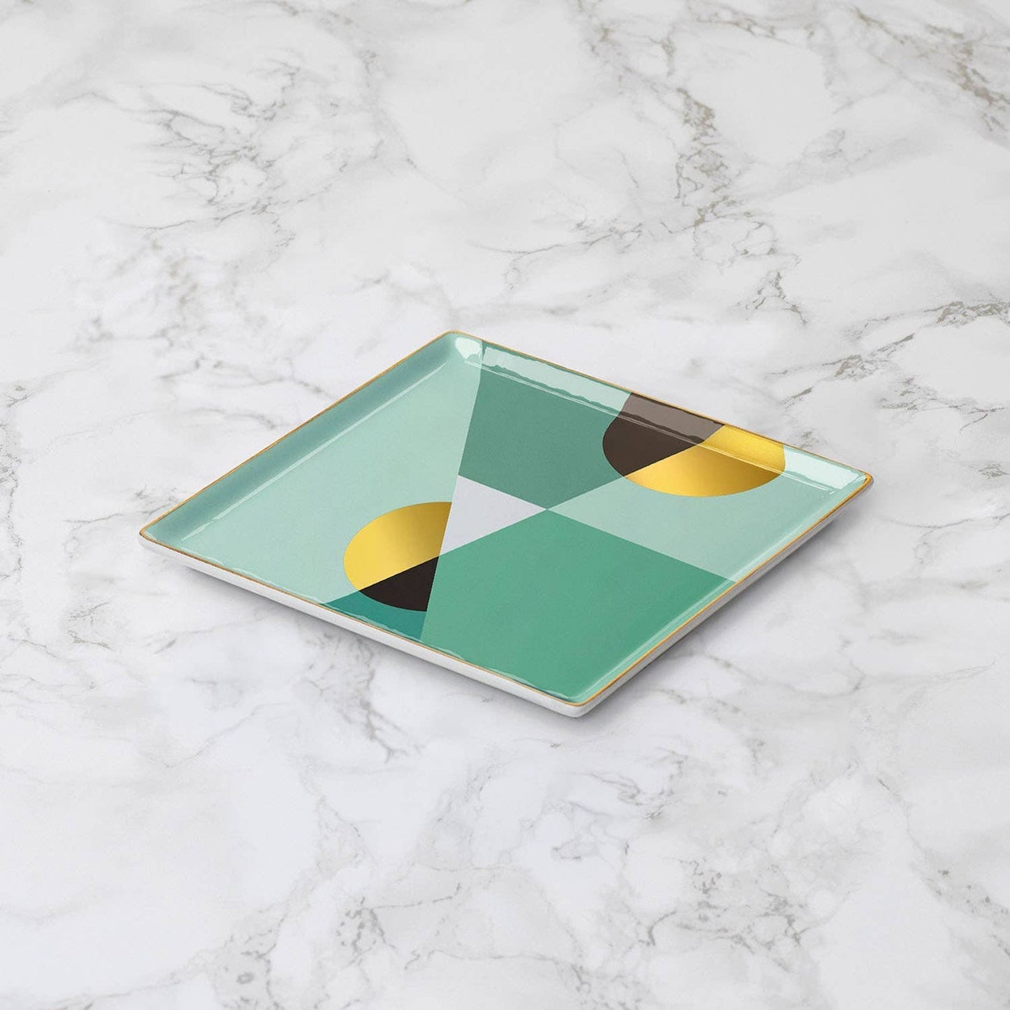 OCTAEVO Siena Ceramic Tray / Catchall, Gold accent, 6": Mint
