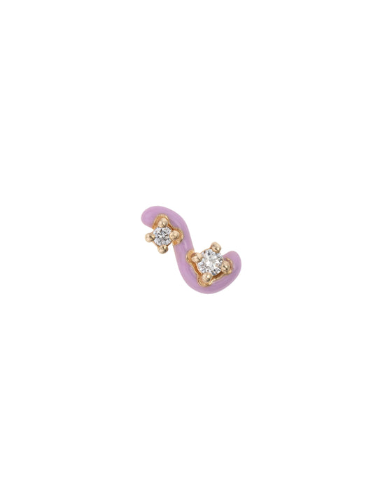 Single Mini Loop Earring - Double Diamond