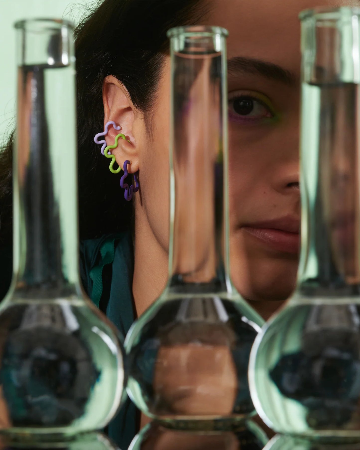 Flower Earrings Two-Tone Purple