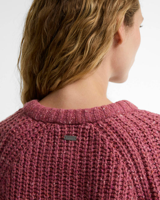 back patch of the barbour Barbour Alderney Wool-Blend Crew Neck Sweater in Tea Rose for women