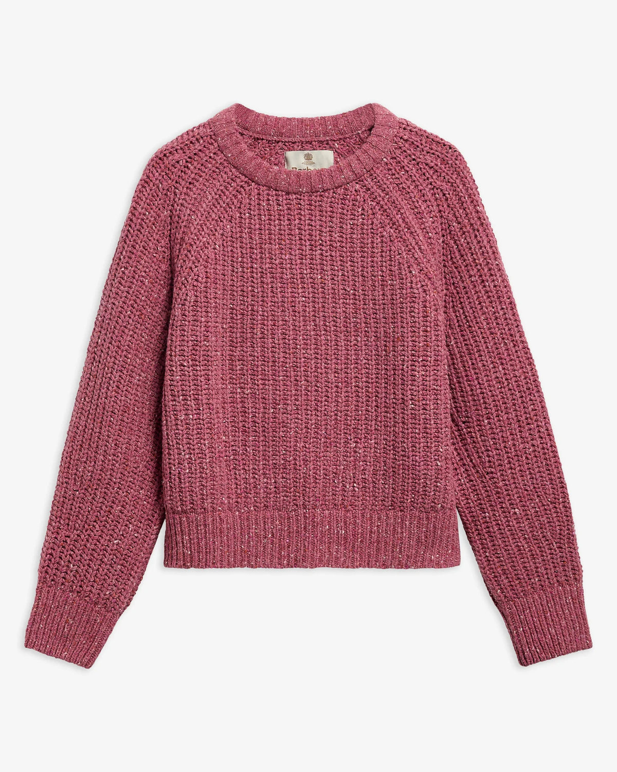 flat lay of the Barbour Alderney Wool-Blend Crew Neck Sweater in Tea Rose for women