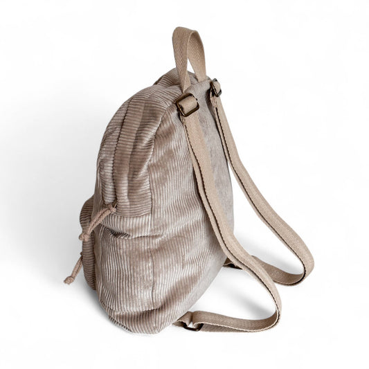 Beige Corduroy Backpack