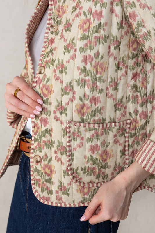 Bea Quilted Jacket - Pink Flowers