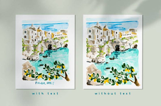 Italy Art Print, Puglia Illustration, Gargano Peninsula: 8x10"