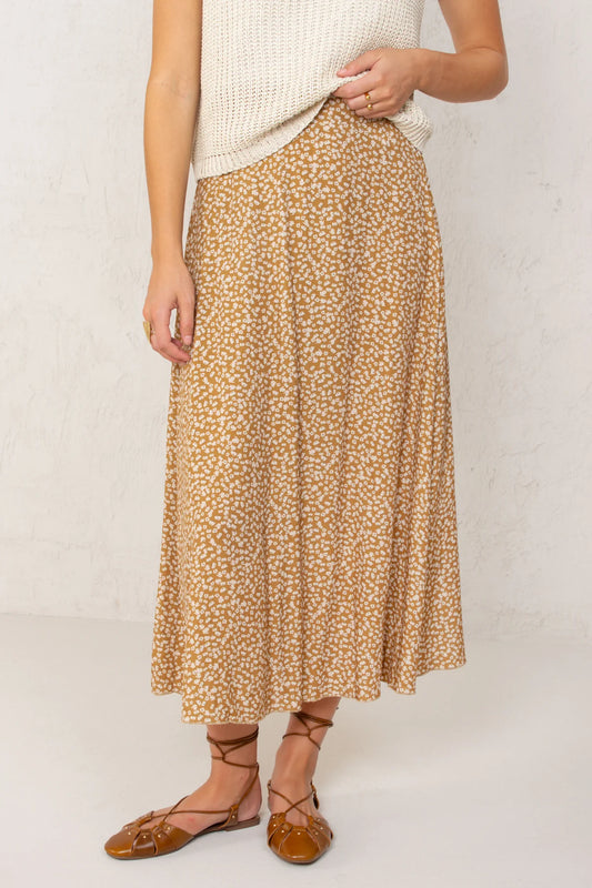 Carla Skirt Mustard Flowers