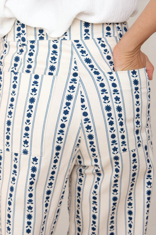 Paula Pant Blue Flowers