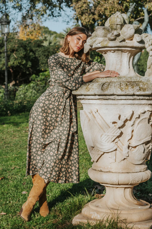 Catalina Dress Daisies Green
