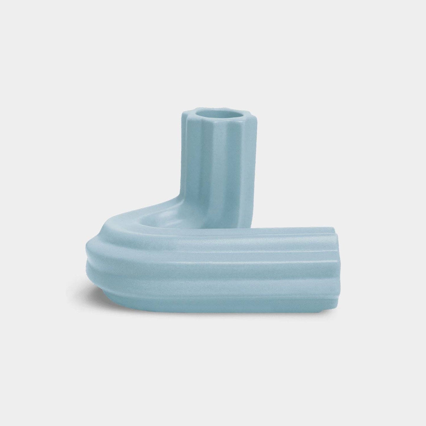 OCTAEVO Templo Candle Holder - Handmade from stoneware: Light Blue