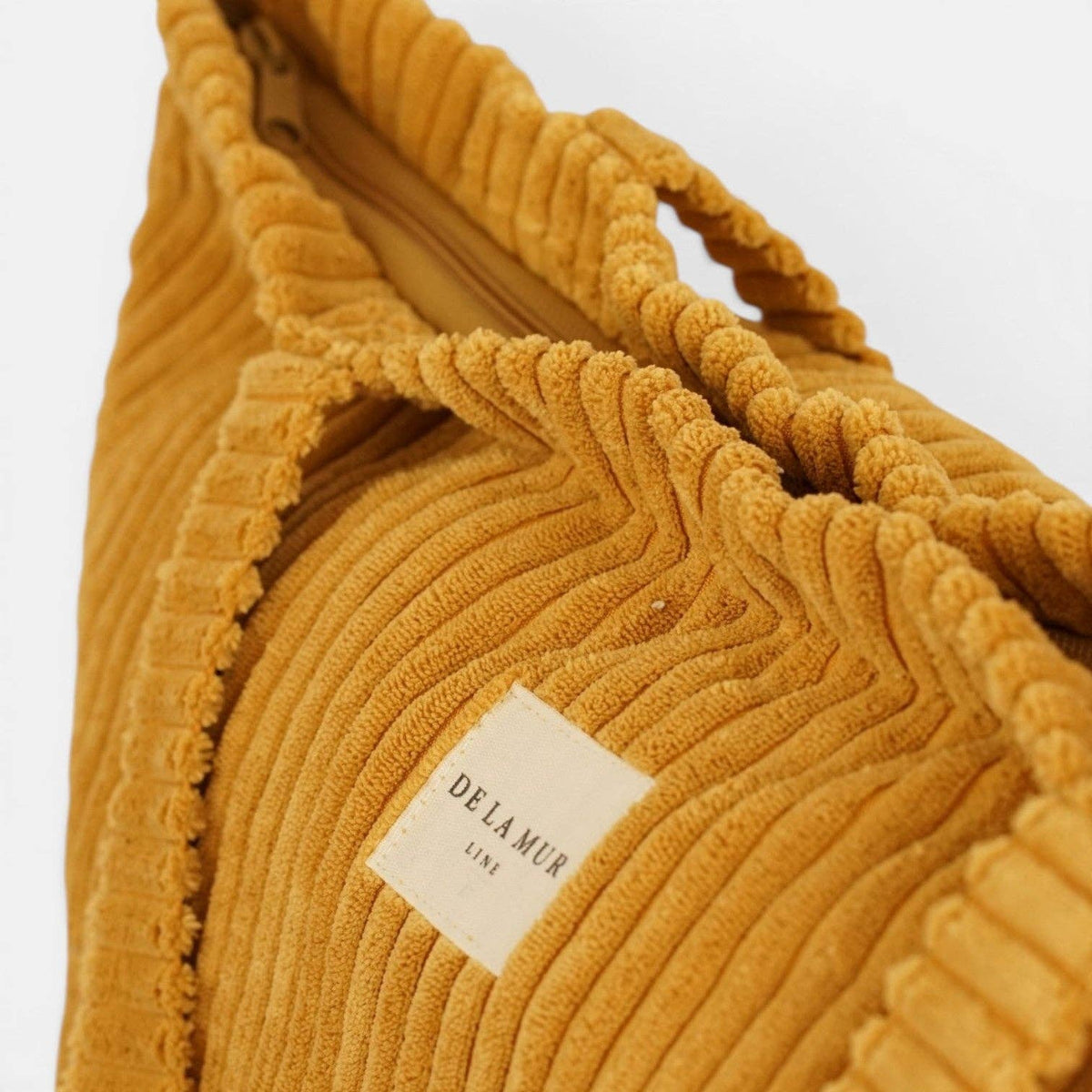 Large Zippered Corduroy Tote – Mustard Yellow