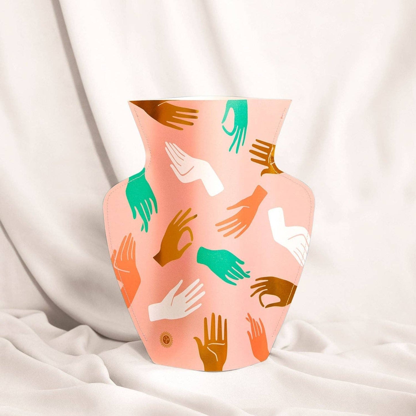 OCTAEVO Hamsa Paper Vase, Flower Vase & Card Set: Pink