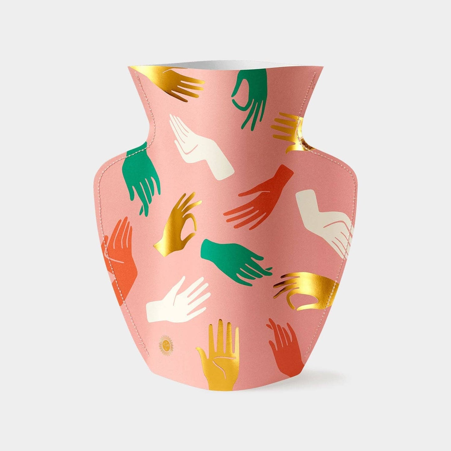OCTAEVO Hamsa Paper Vase, Flower Vase & Card Set: Pink