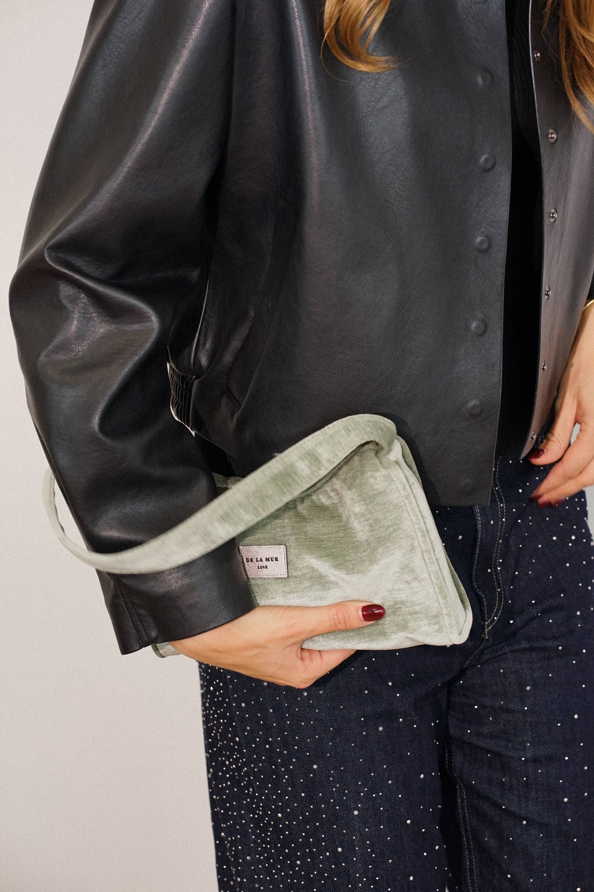 Velvet Small Evening Bag – Sage Green