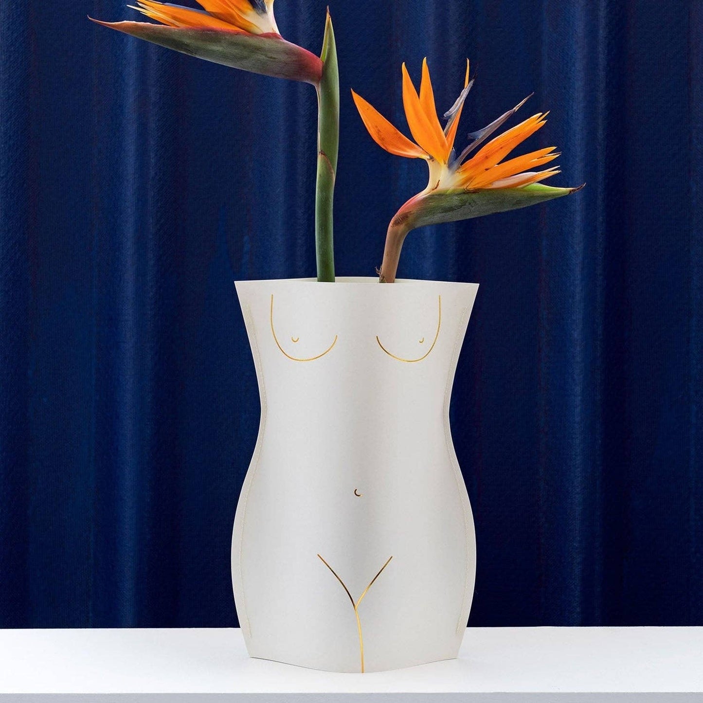 OCTAEVO Venus Paper Vase, Flower Vase & Card Set: Blue
