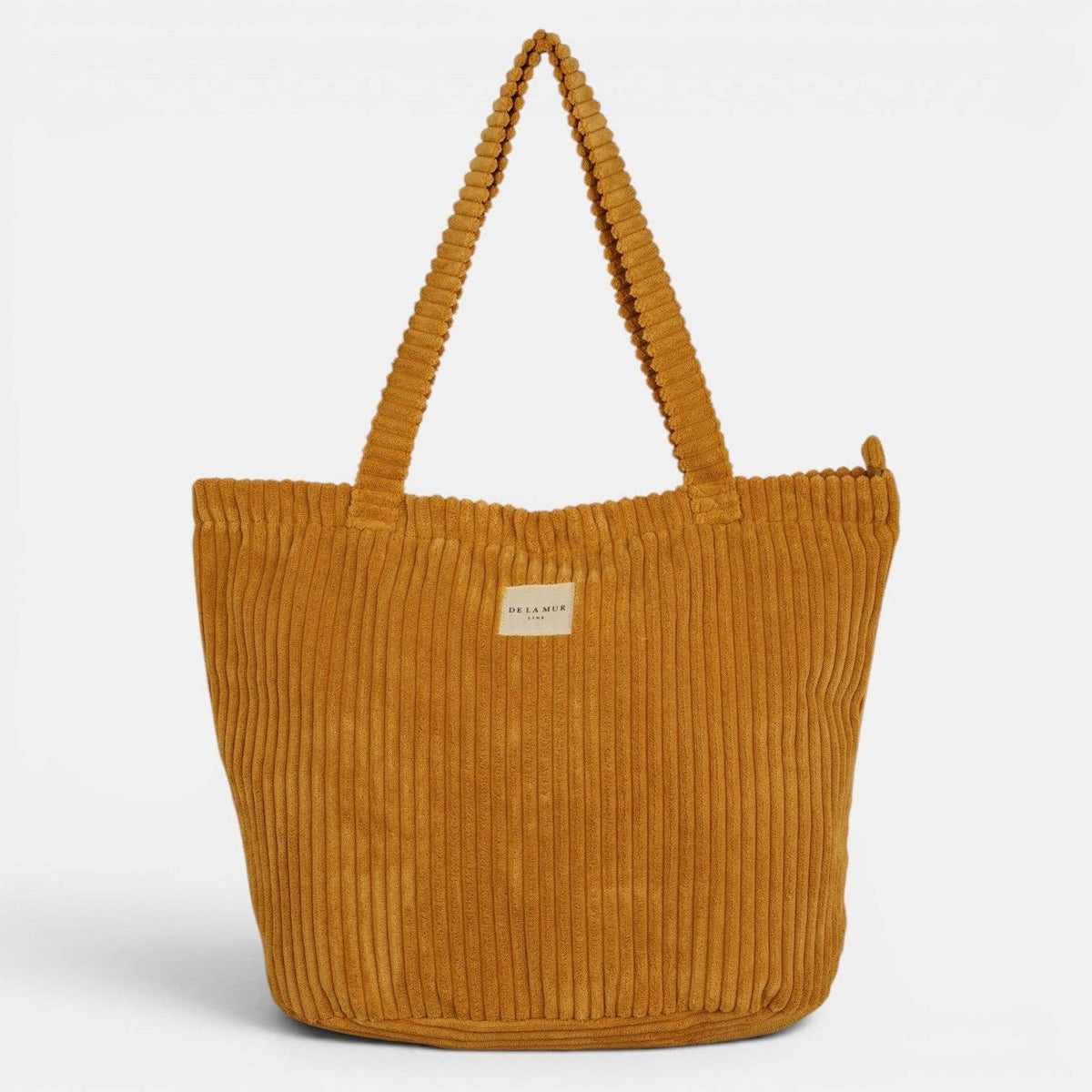 Large Zippered Corduroy Tote – Mustard Yellow