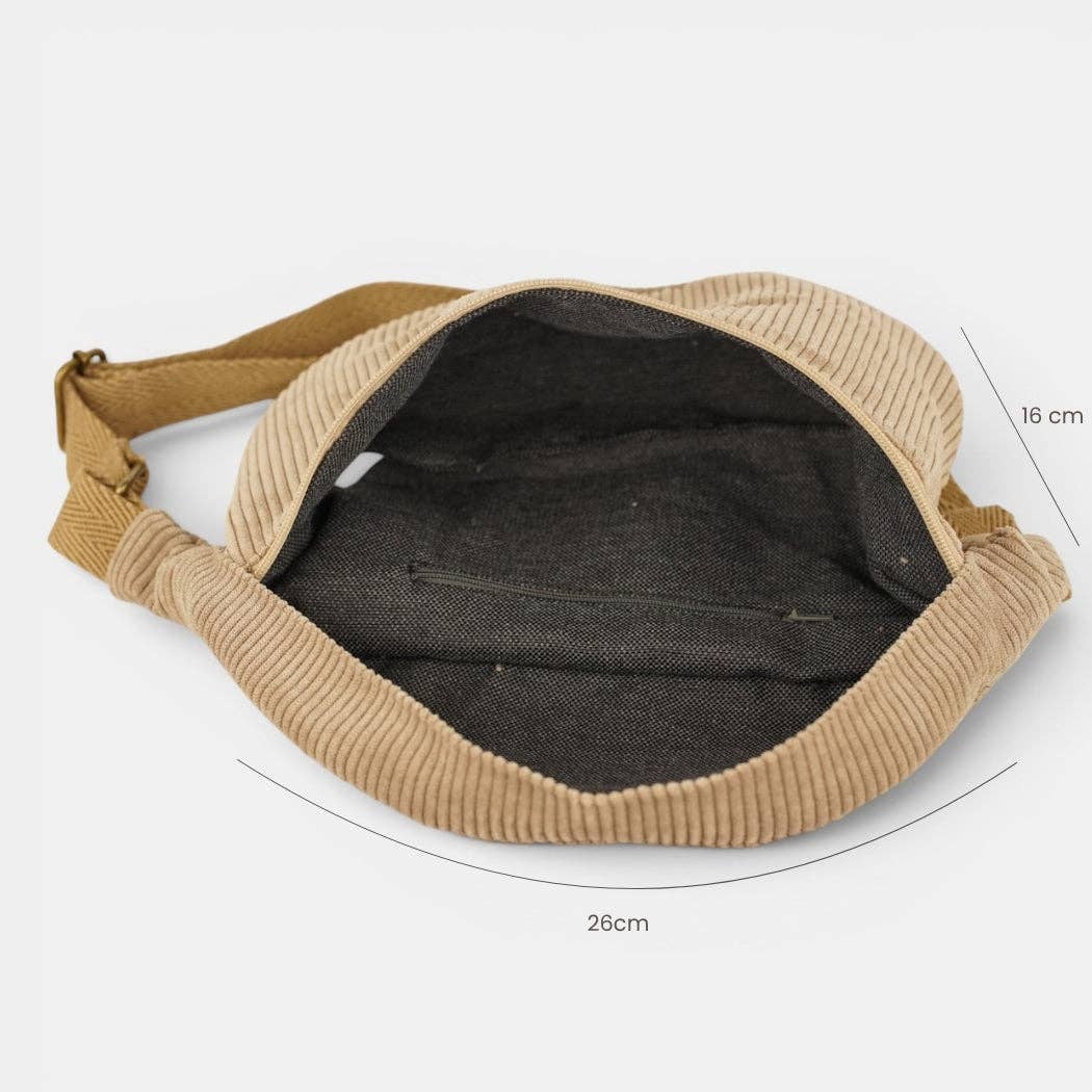 Corduroy Fanny Pack – Taupe Beige