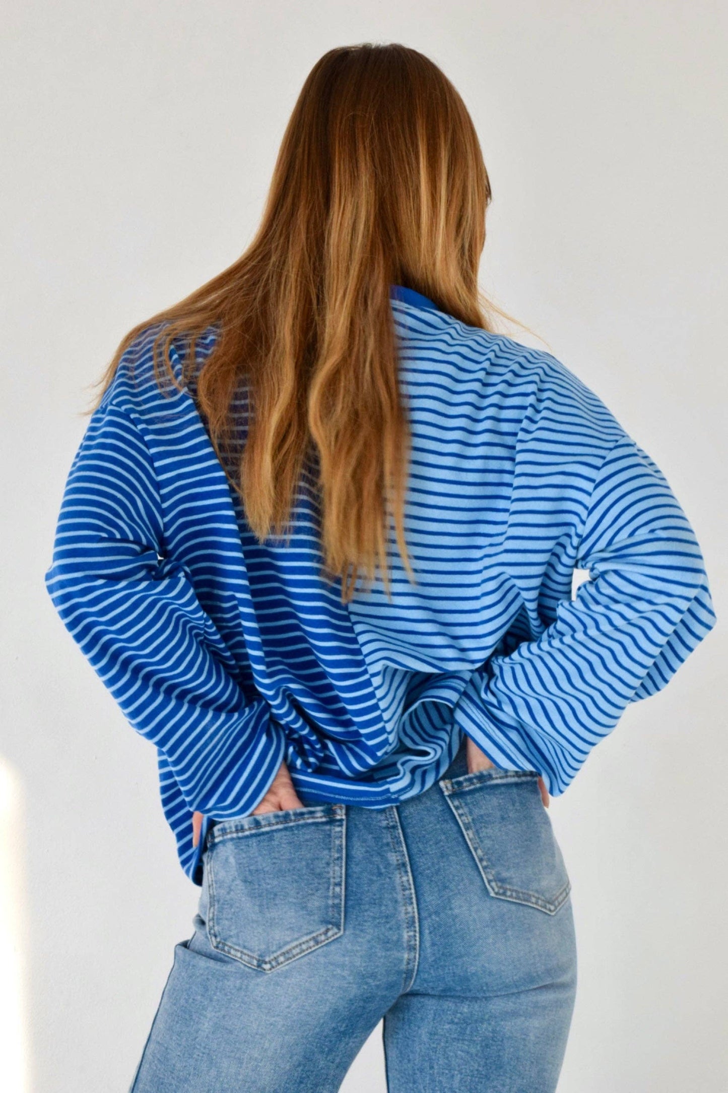 Blue Striped Long Sleeve T-shirt