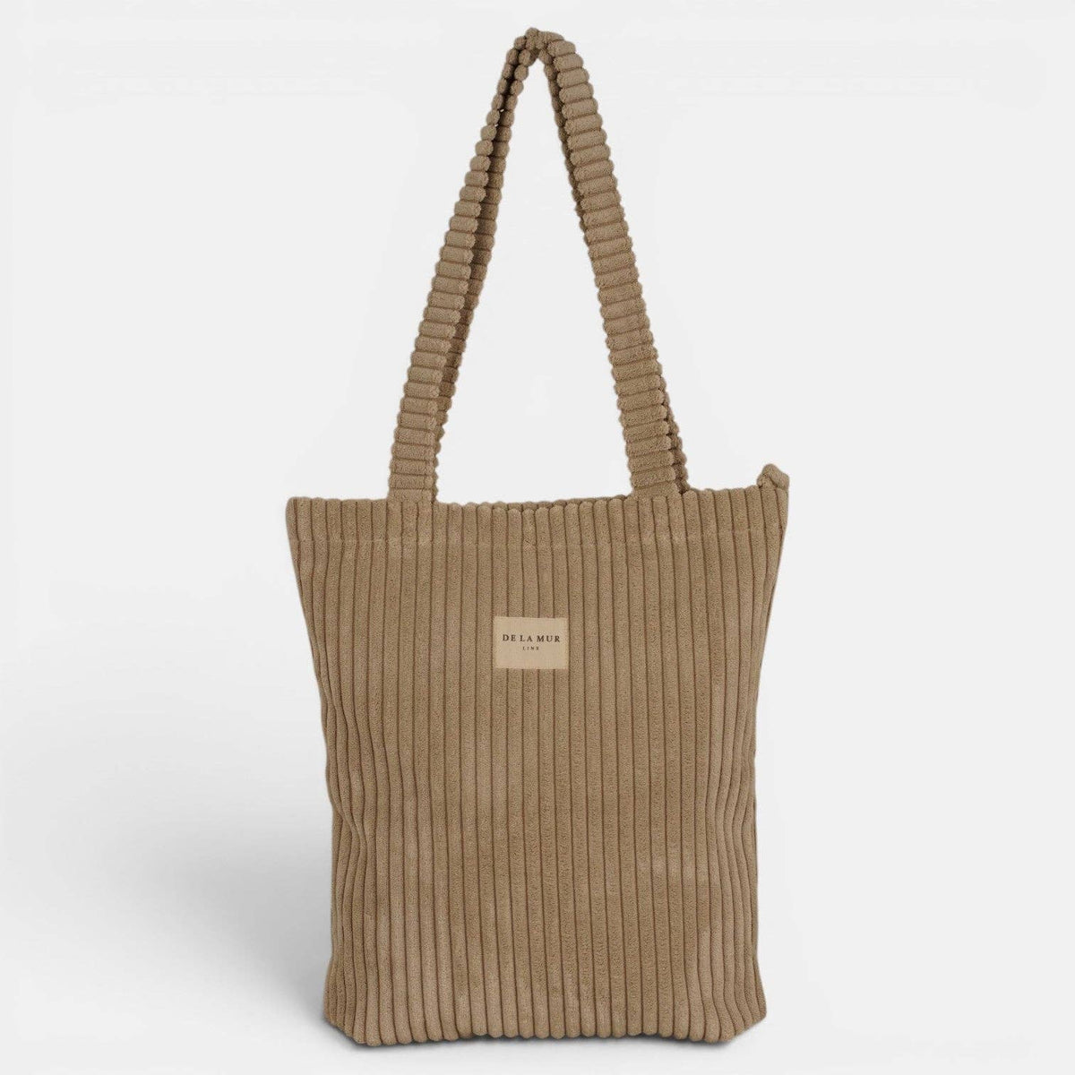 Medium Zippered Corduroy Tote – Cream Beige