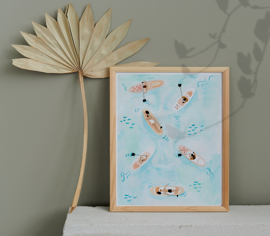Paddle Boarding Art Print: 8x10”