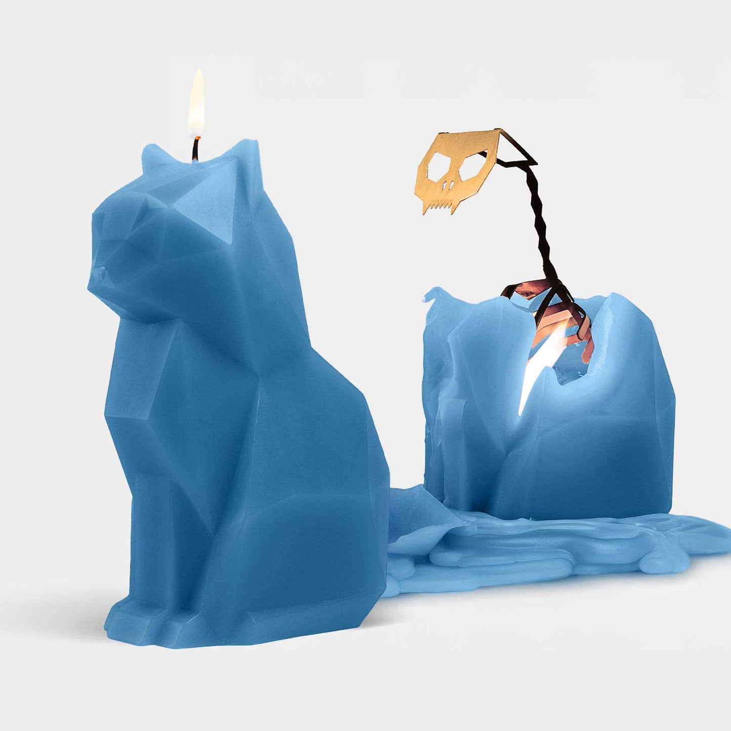 Cat Skeleton Candle - Blue
