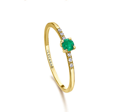 Golden Emerald & Diamond Ring