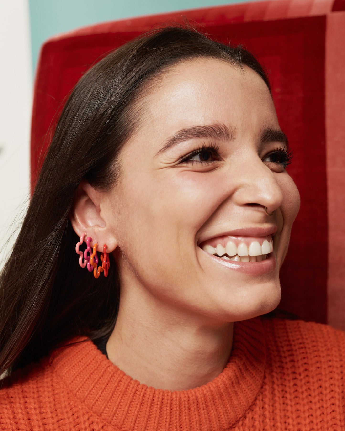Flower Earrings Two-Tone Pink