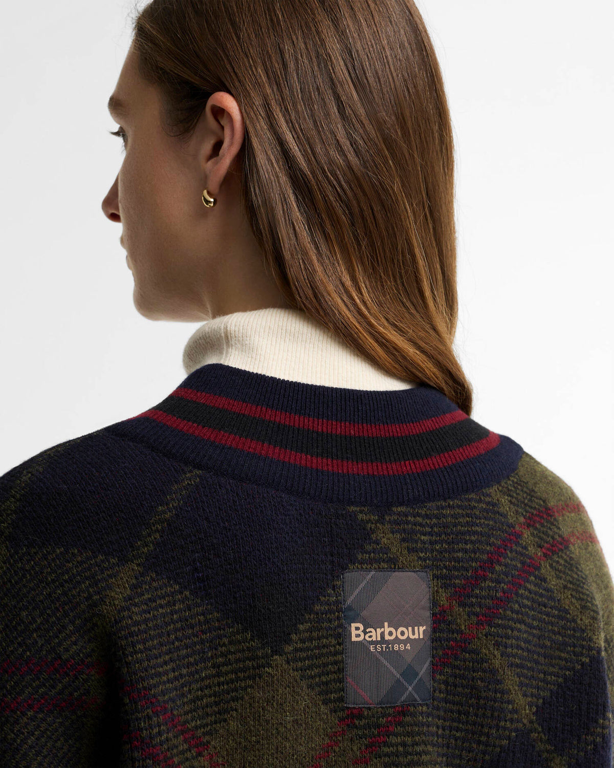 Barbour Shae V-Neck Tartan Wool Jumper