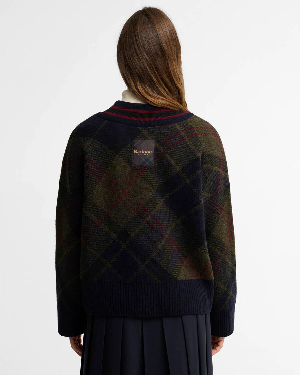 Barbour Shae V-Neck Tartan Wool Jumper