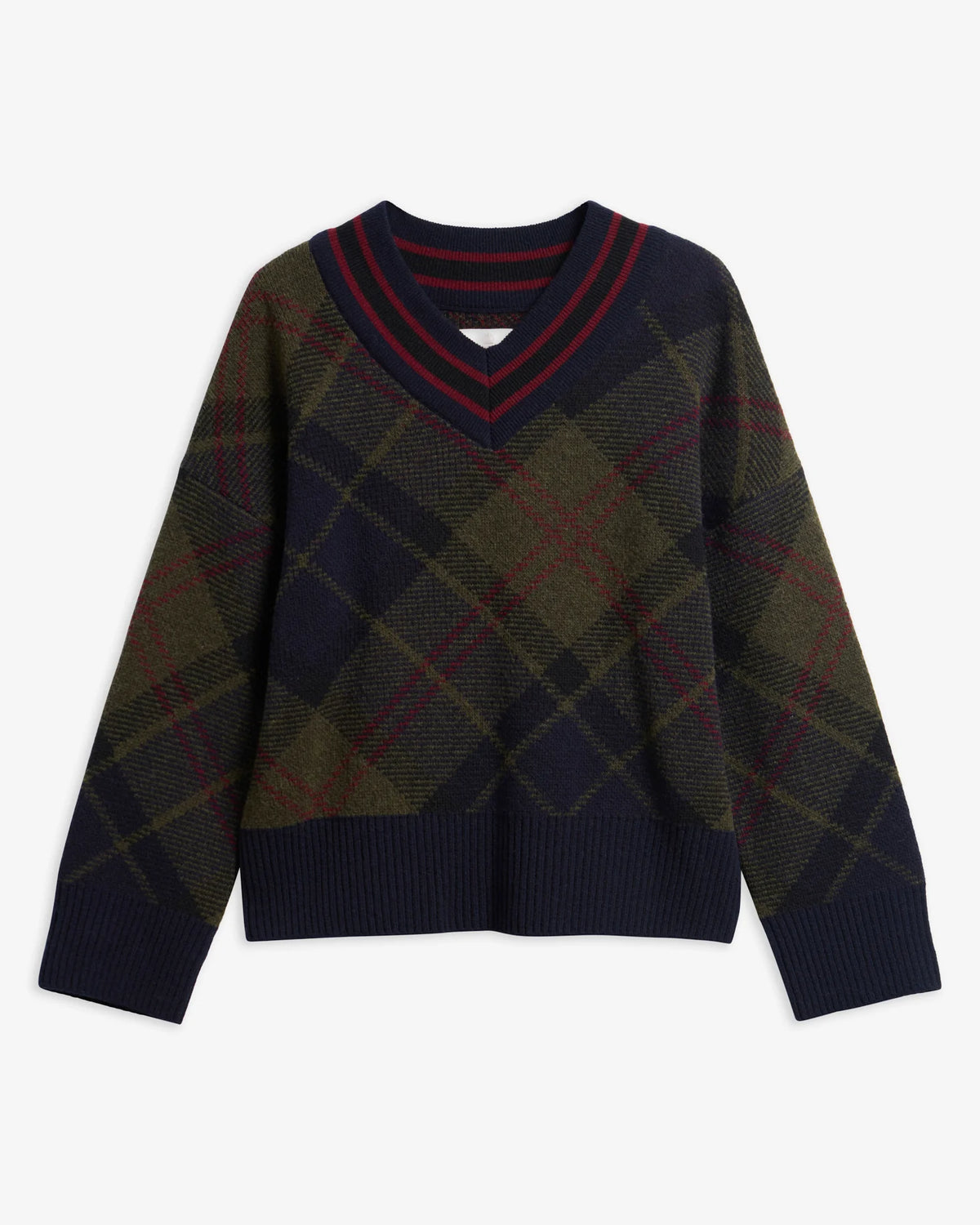Barbour Shae V-Neck Tartan Wool Jumper