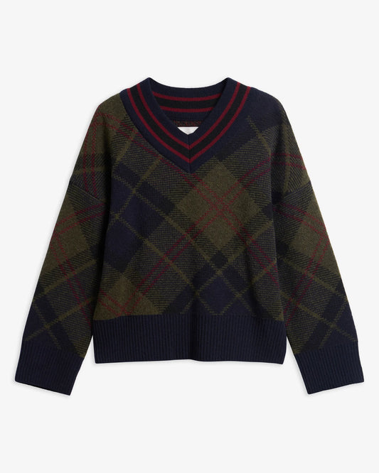 Barbour Shae V-Neck Tartan Wool Jumper