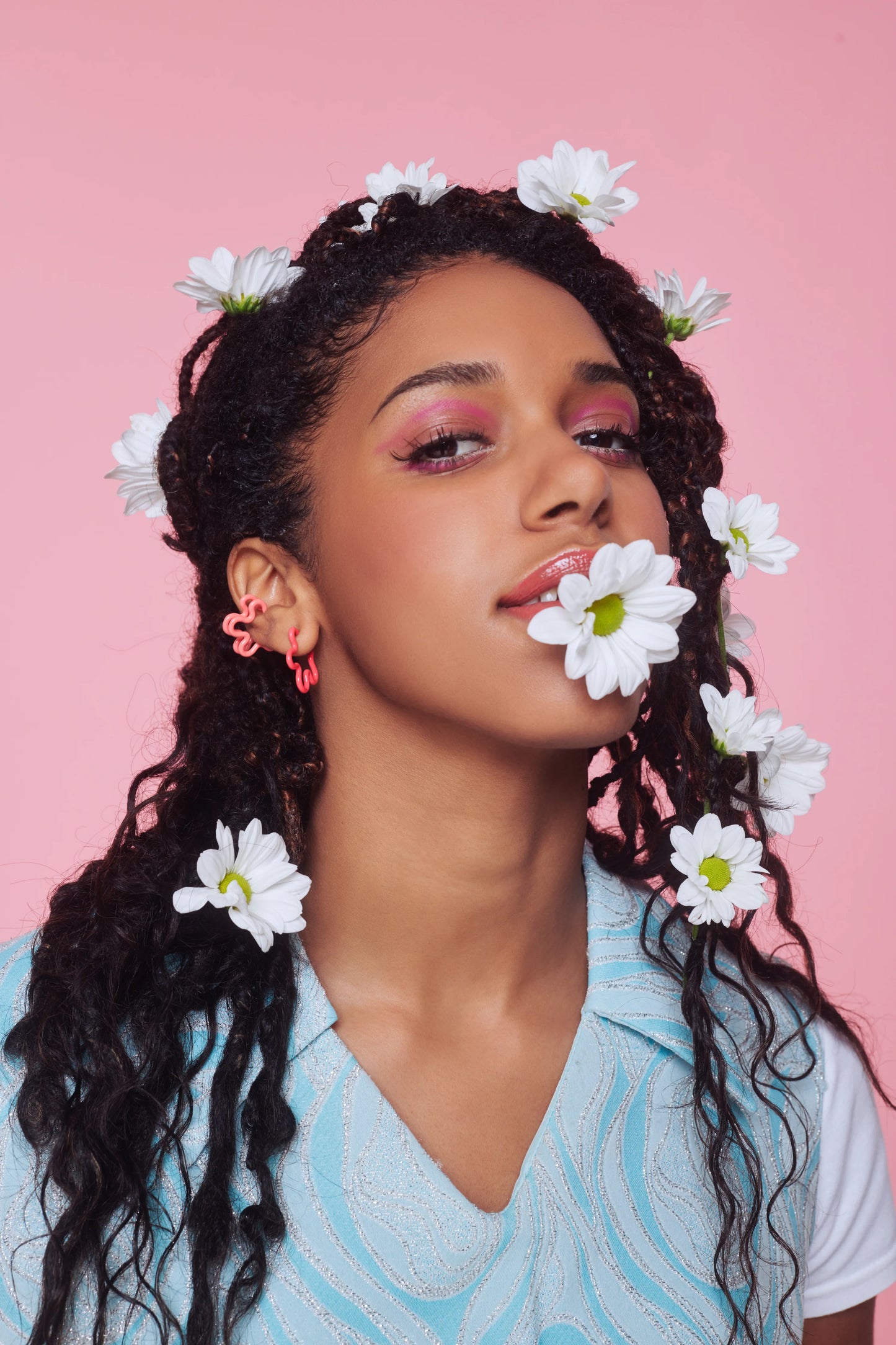 Flower Earrings Two-Tone Pink