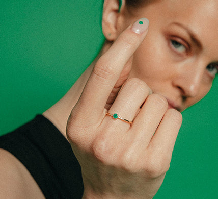 Golden Emerald & Diamond Ring