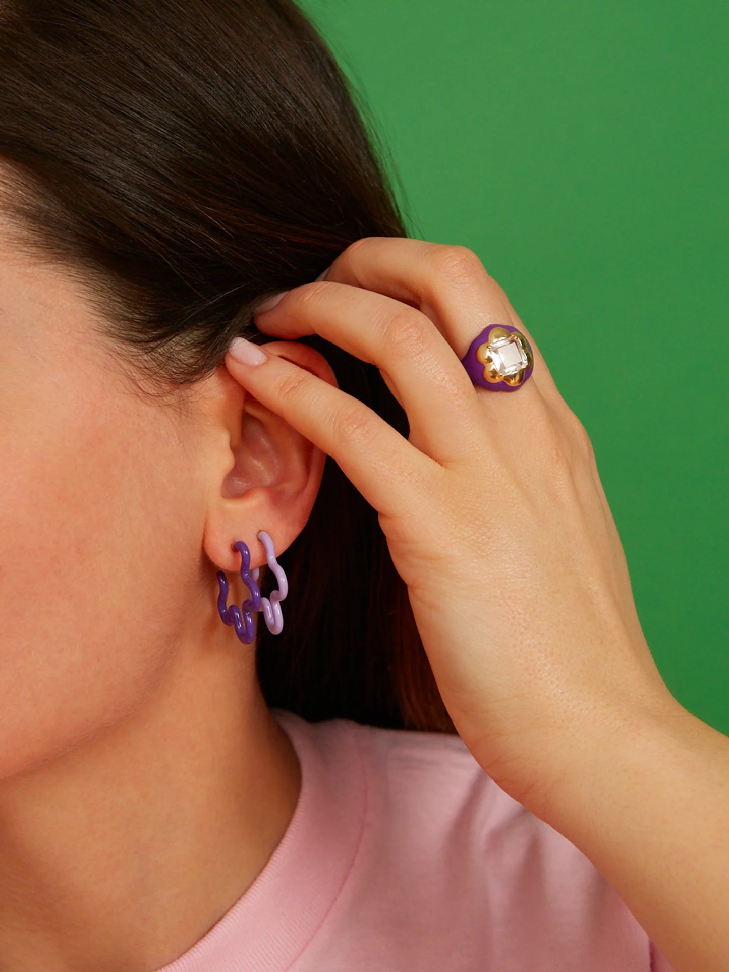 Flower Earrings Two-Tone Purple