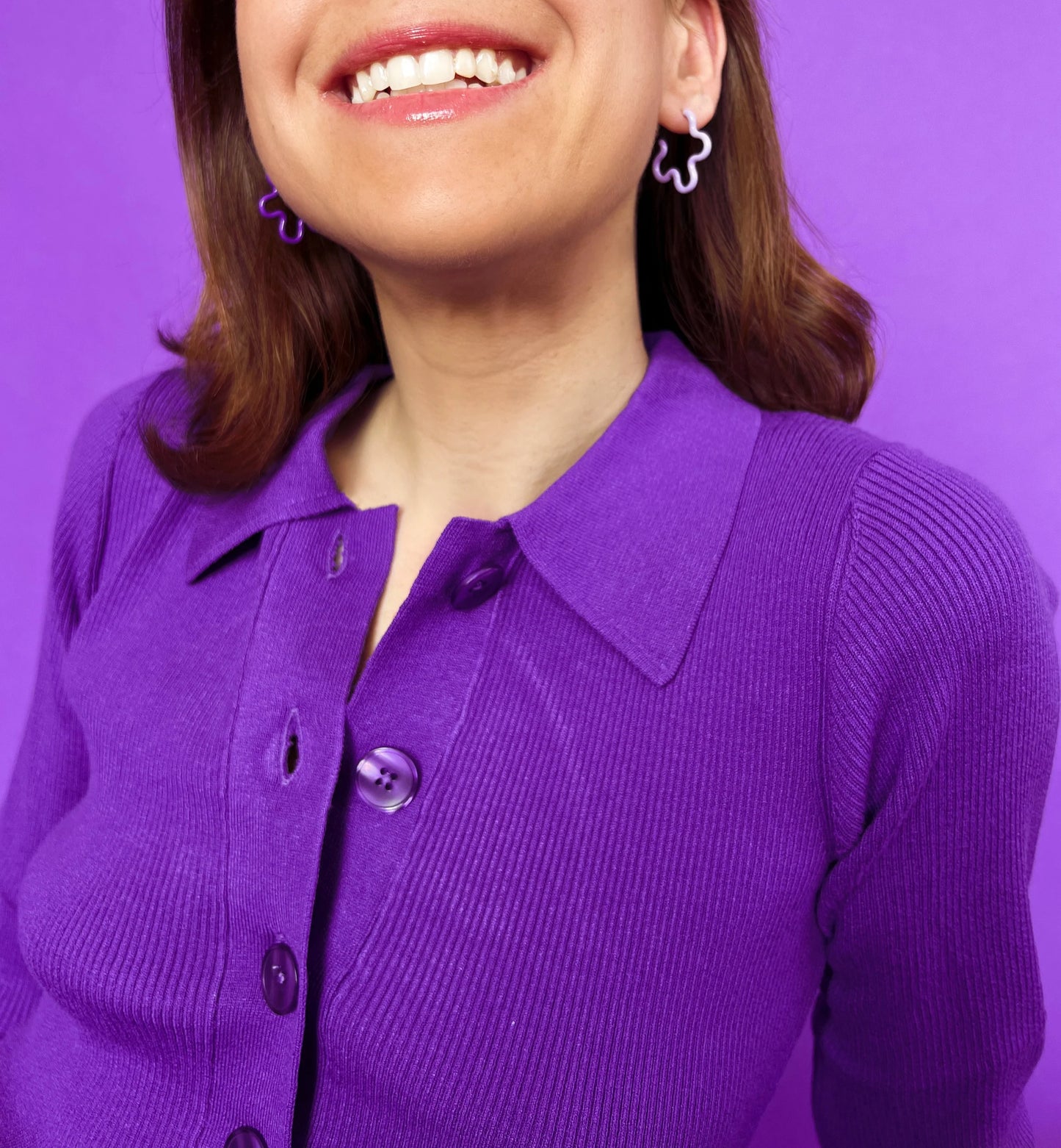 Flower Earrings Two-Tone Purple
