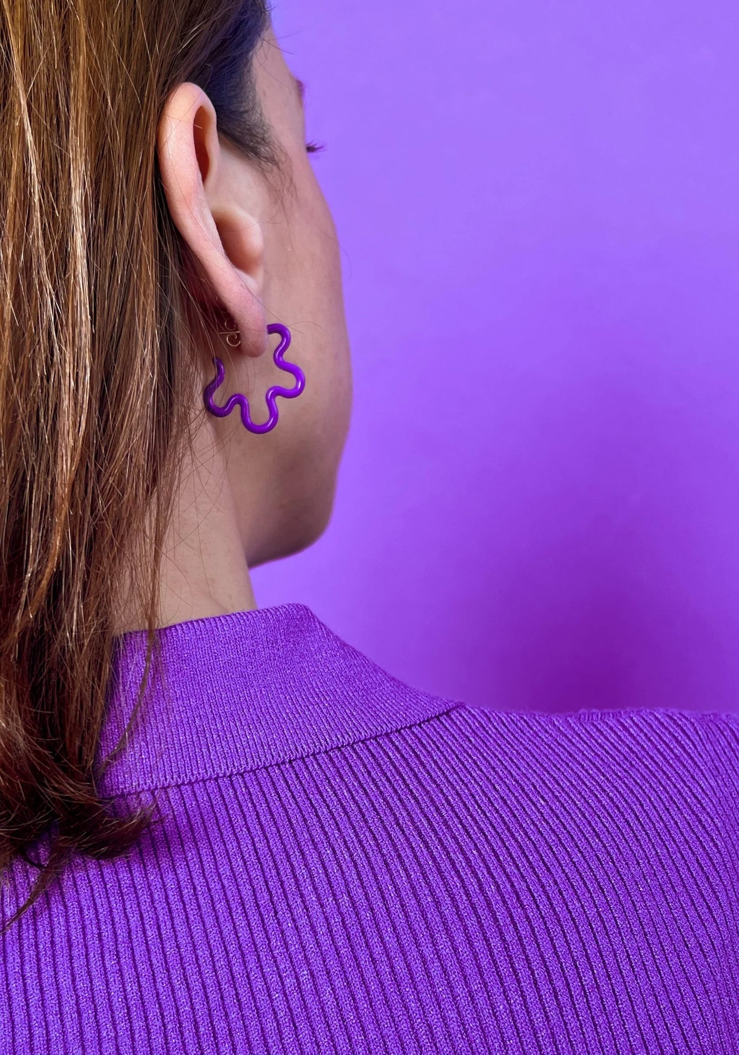 Flower Earrings Two-Tone Purple