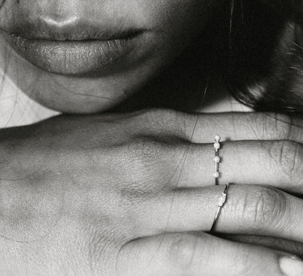 Mini 18K Gold Pearl and Diamond Ring