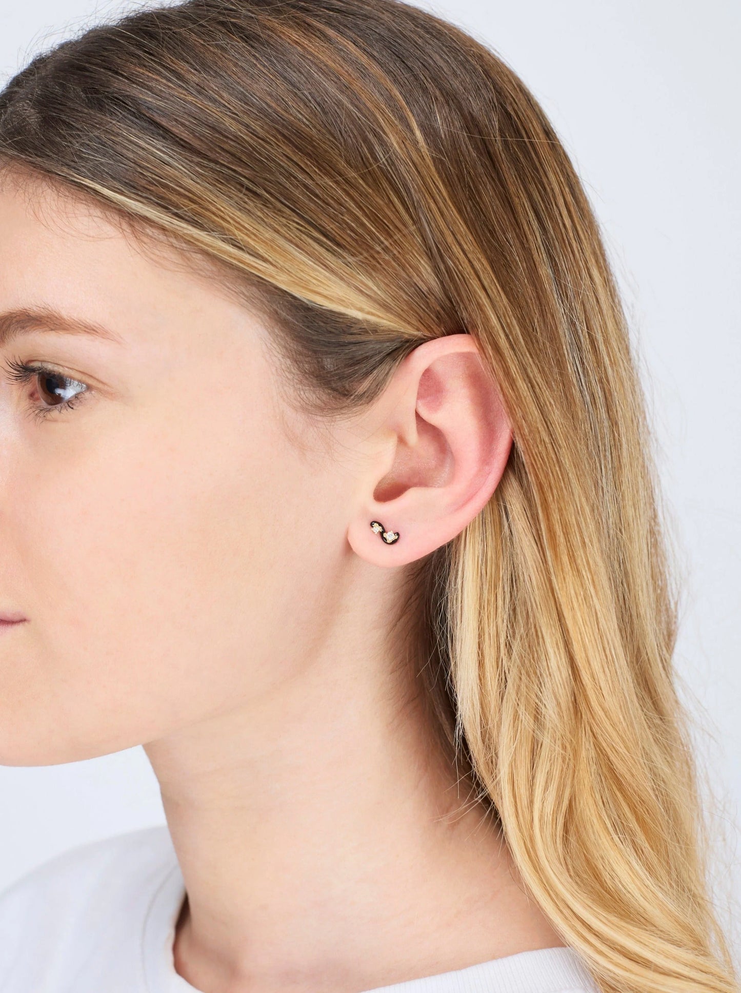Single Mini Loop Earring - Double Diamond