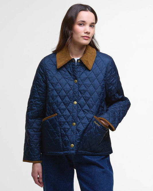 Barbour Icons Cropped Liddesdale Quilted Jacket - Navy