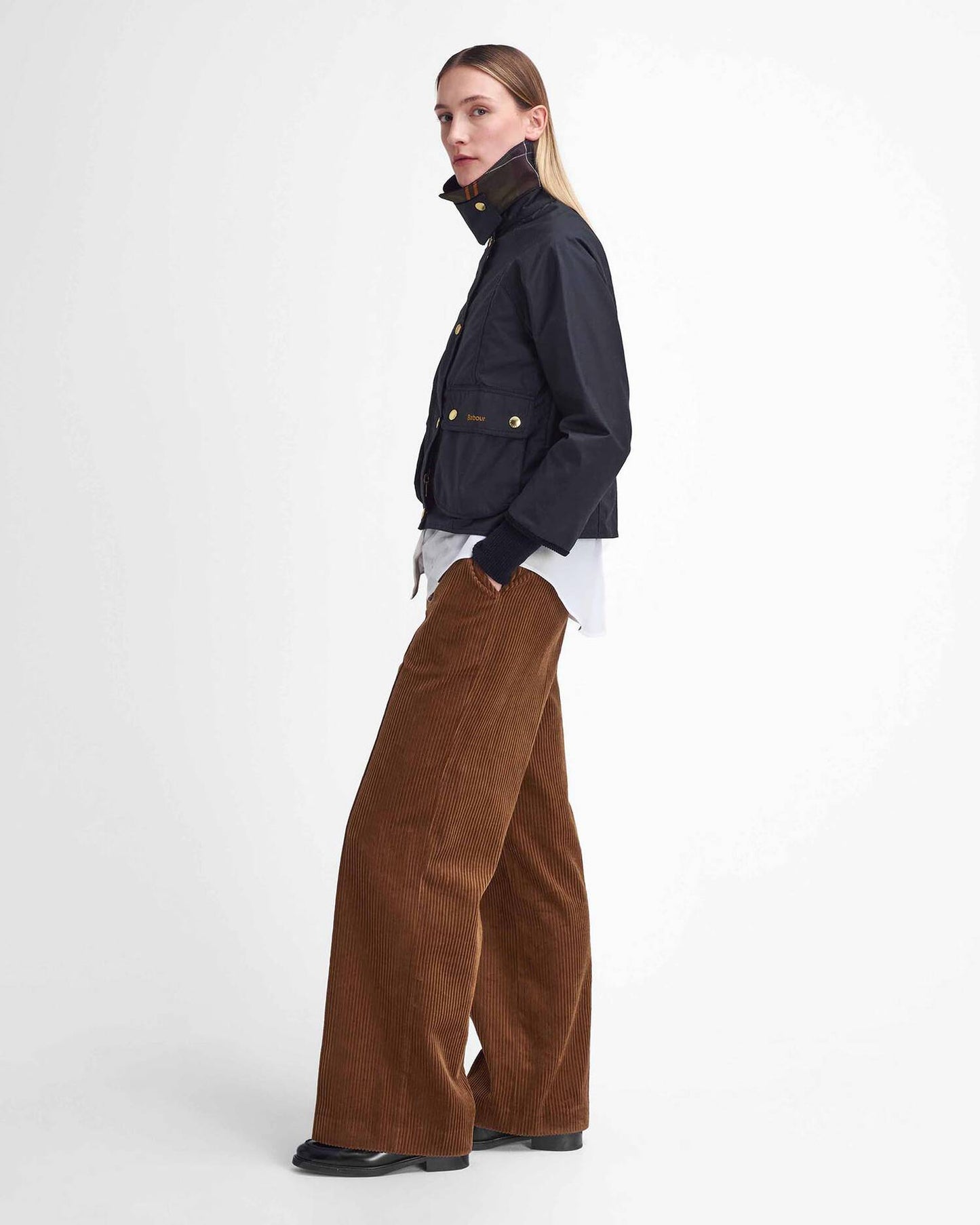 Barbour Cropped Beadnell Wax Jacket - Black