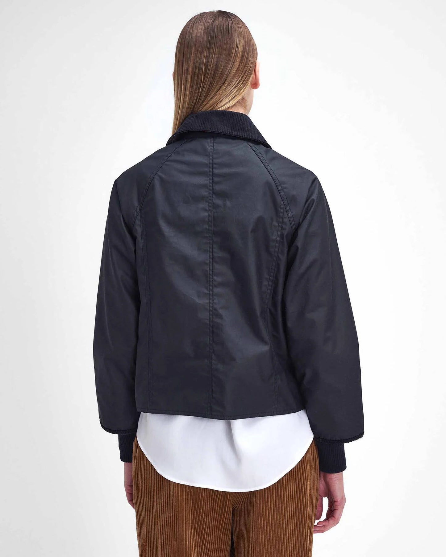 Barbour Cropped Beadnell Wax Jacket - Black