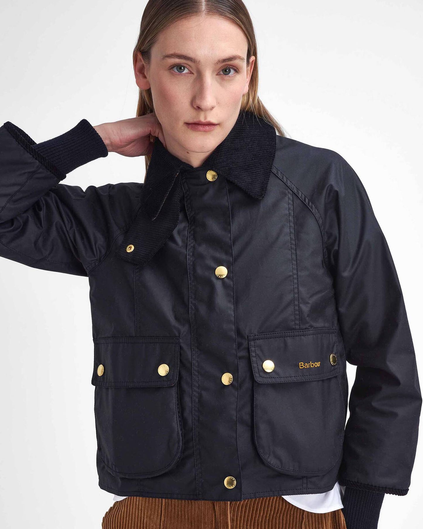 Barbour Cropped Beadnell Wax Jacket - Black