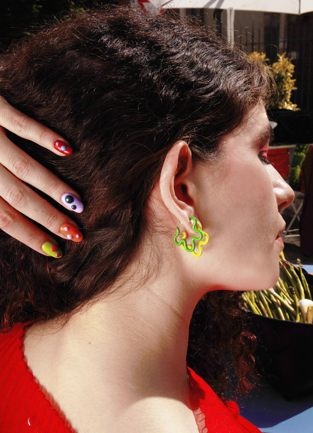 Flower Earrings Two-Tone Green