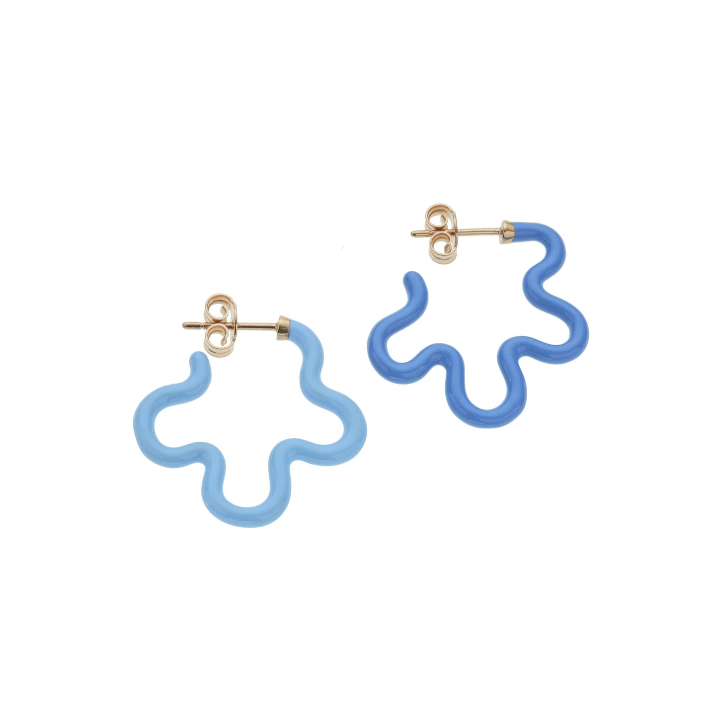 Flower Earrings Two-Tone Blue