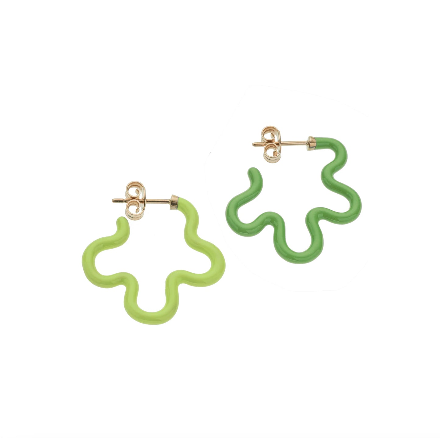 Flower Earrings Two-Tone Green