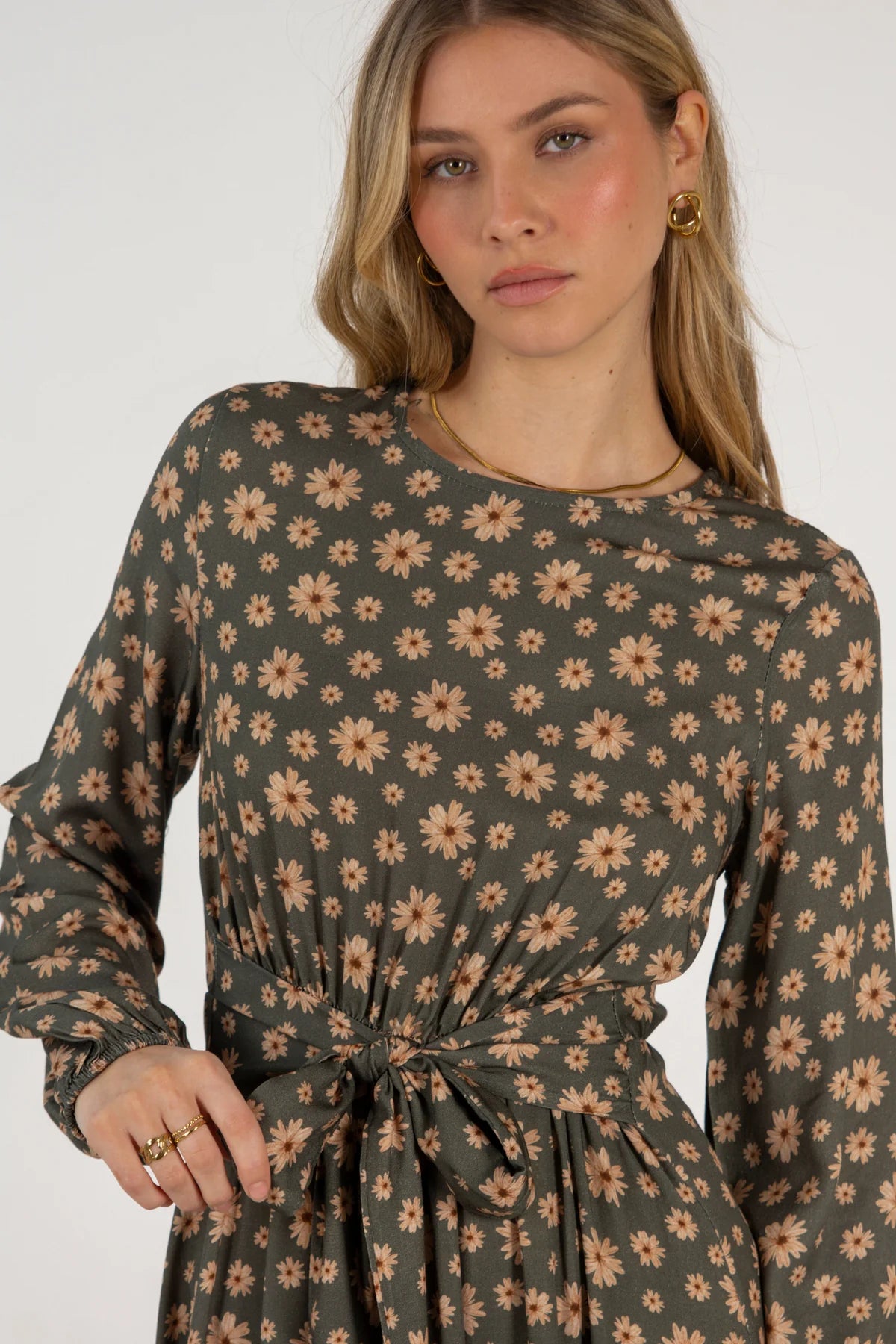 Catalina Dress Daisies Green