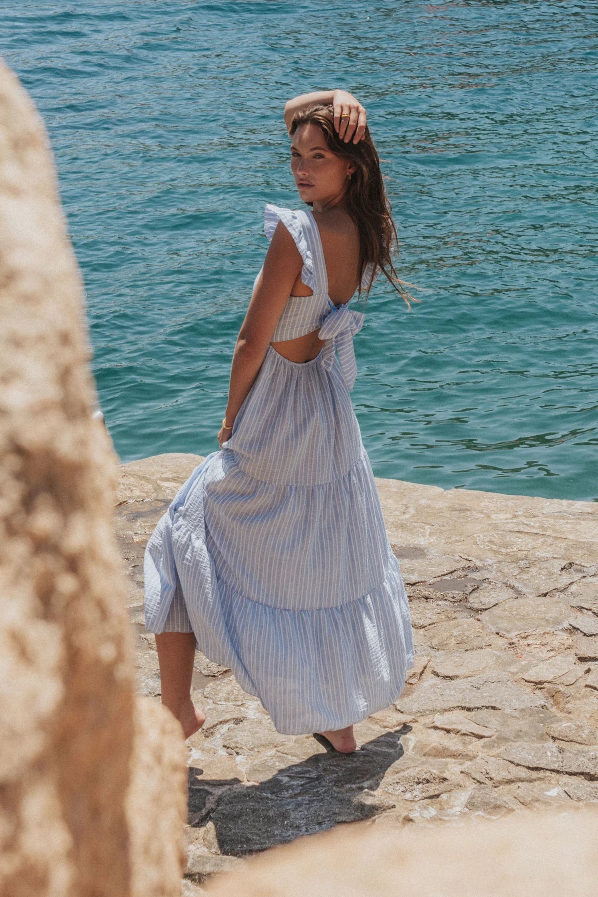 Lucia Dress Blue Stripes