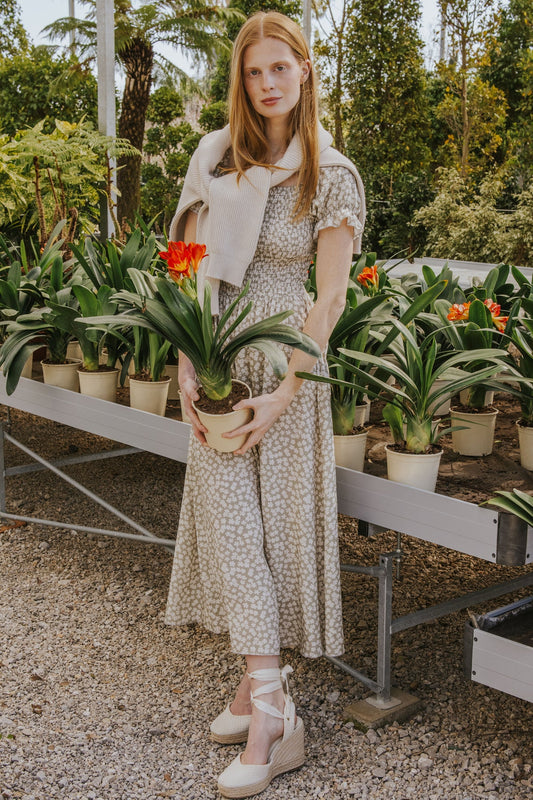 Clara Dress Green Flowers