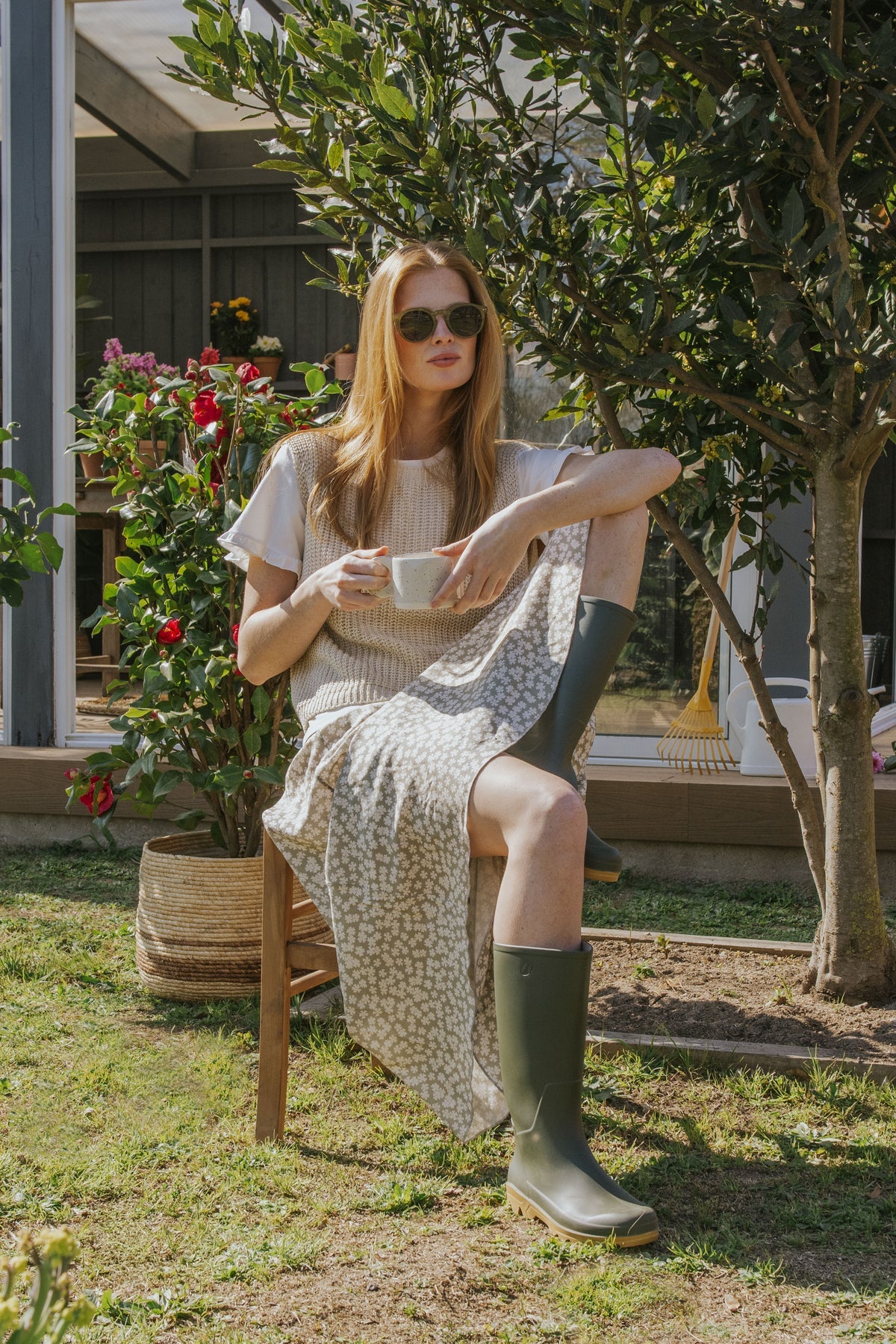 Carla Skirt Green Flowers