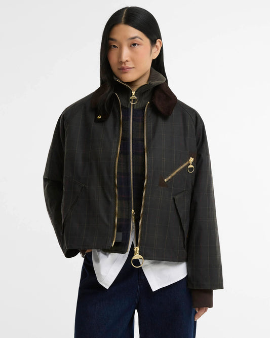 Barbour Arlene Checked Waxed Jacket for women in Classic Shadow Classic