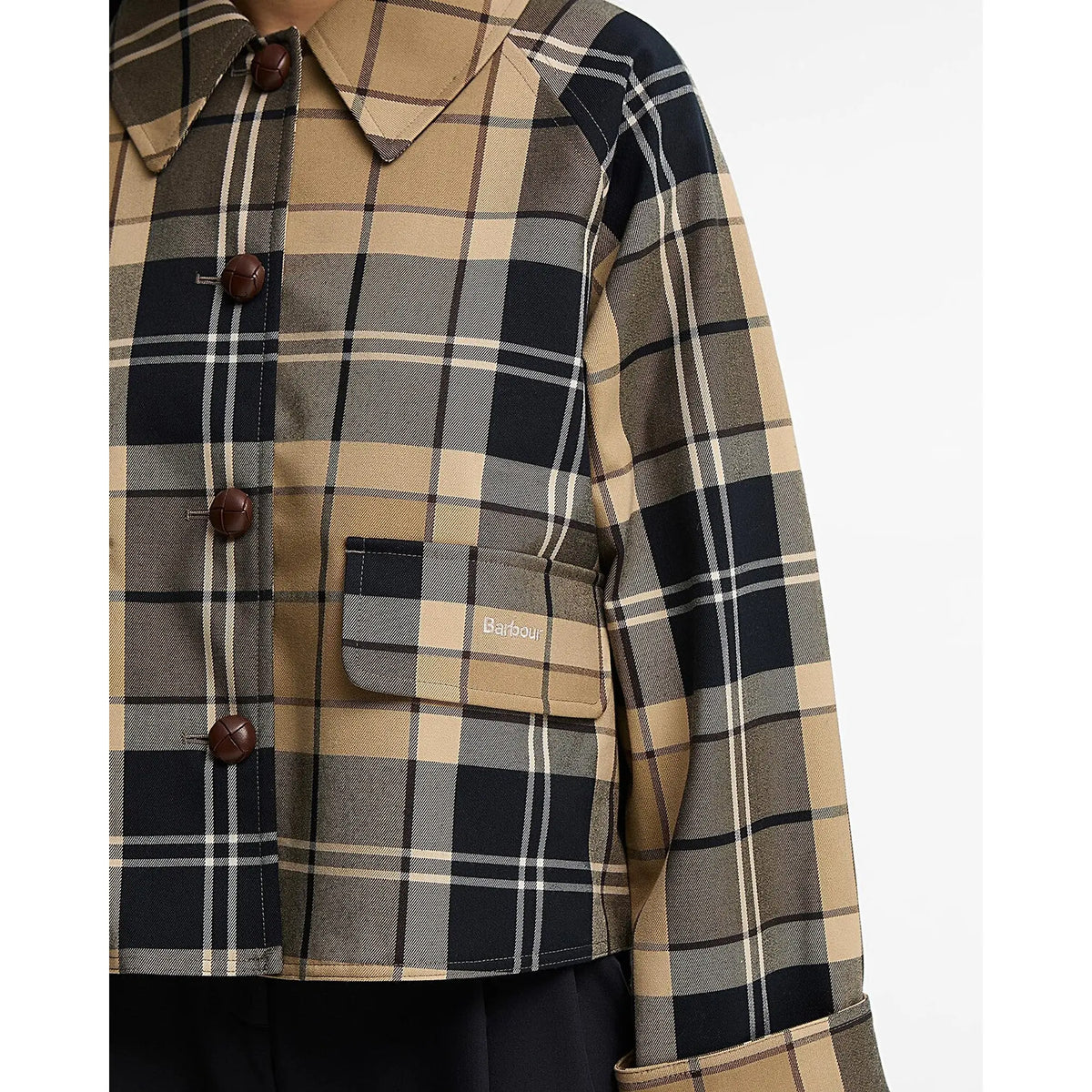 Barbour Delilah tartan jacket with football button fastening